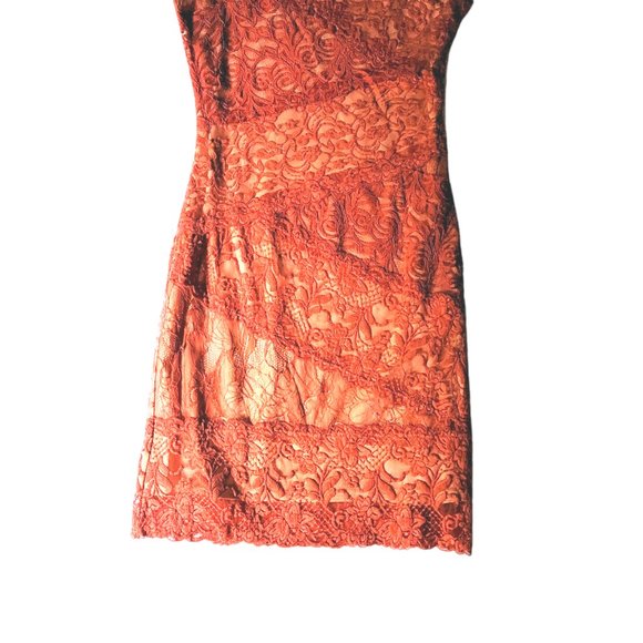 Beautiful Bebe One Shoulder Lace Red Mini-Dress - Picture 2 of 4